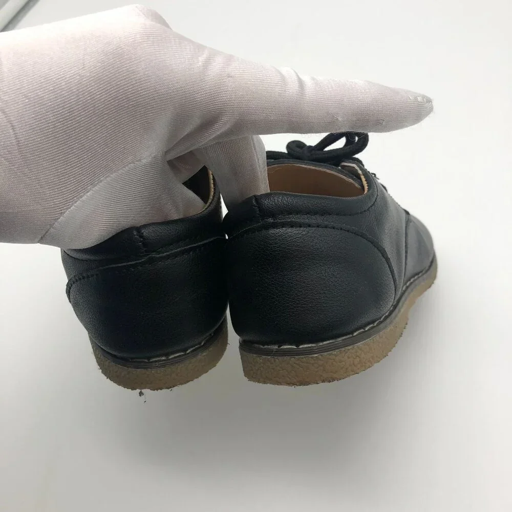 Neckior Little Boys Size 11 Dress Shoes Black‎ Faux Leather Lace Up Round Toe